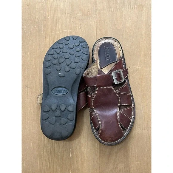 Born Leather Fisherman Sandals Brown Comfort Slip On Buckle Womens 6.5 Shoe - Picture 4 of 6
